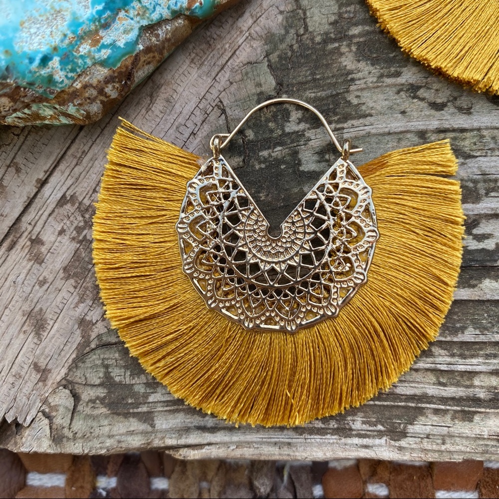 Anthropologie  Amelia Filigree Silk Hoop Earrings - Picture 3 of 5